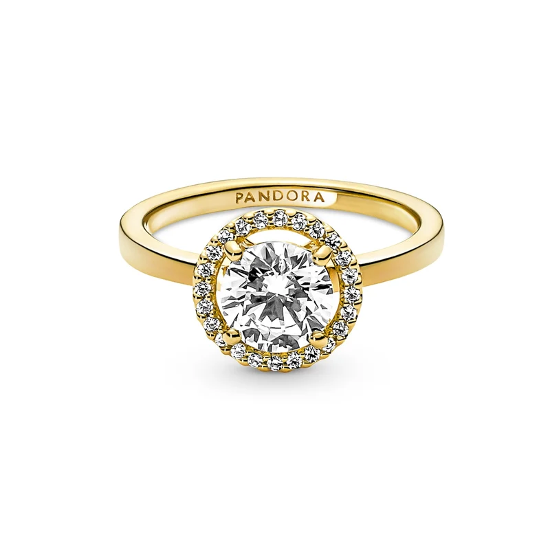 Pandora Timeless Goldfarbene Sparkling Round Halo Ring mit 585er Golden Plattierung 161234C01-52