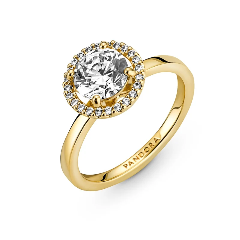 Pandora Timeless Goldfarbene Sparkling Round Halo Ring mit 585er Golden Plattierung 161234C01-52