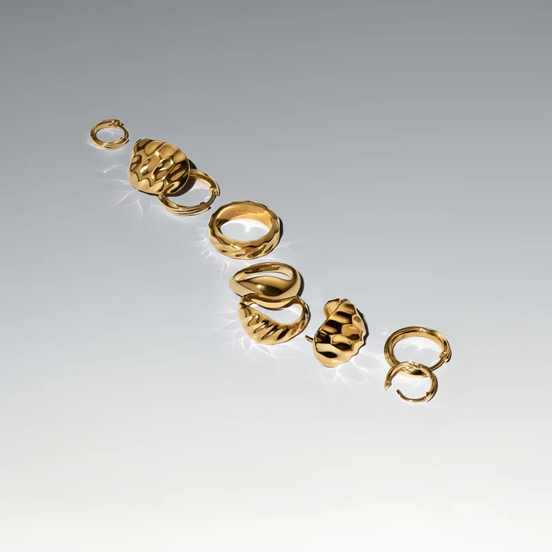 Pandora Essence Gold Plated Rippled Statement Ring 163884C00-52