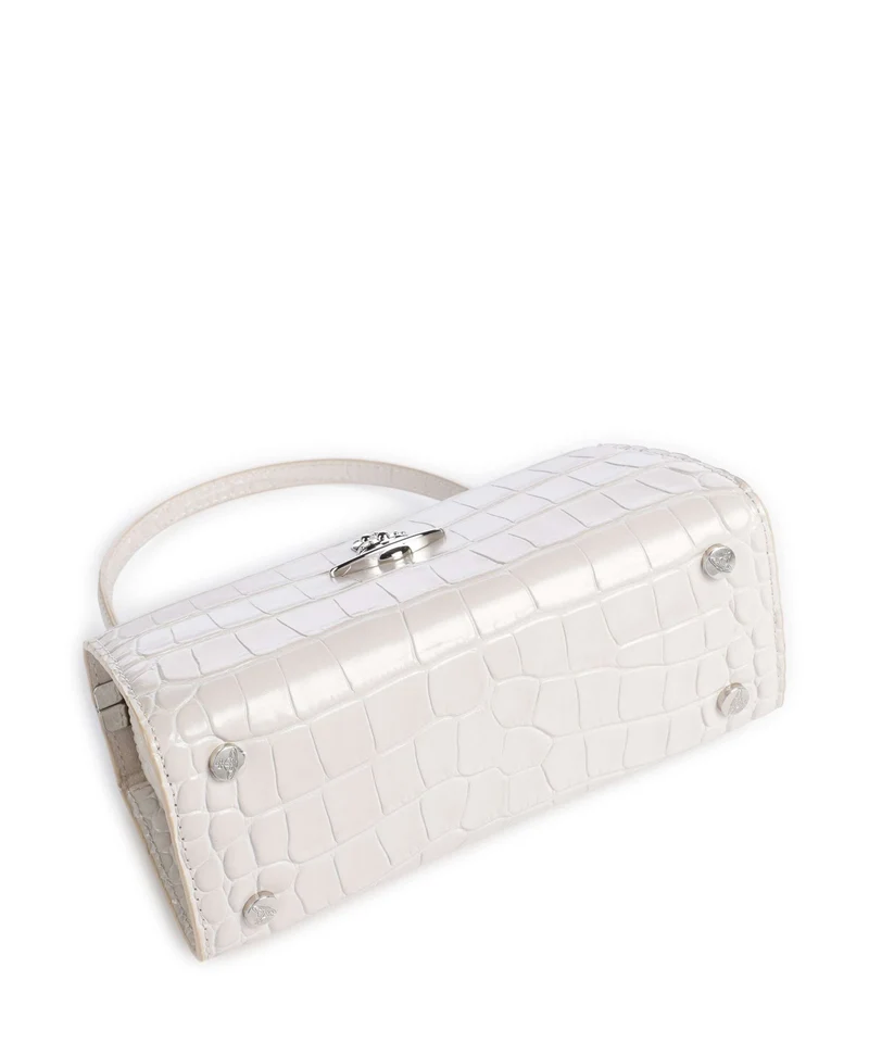 Vivienne Westwood Doll Frame Embossed Croc XL Handtasche pearl white