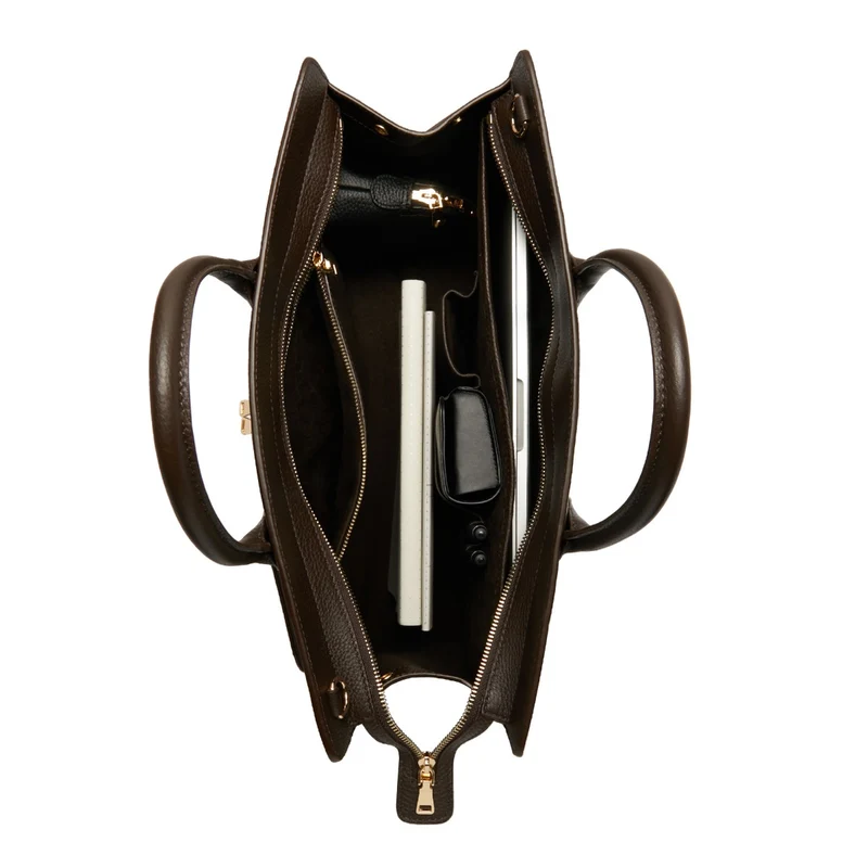 Isabel Bernard Honoré Nadine braune Kalbsleder Handtasche mit Laptopfach IB25087