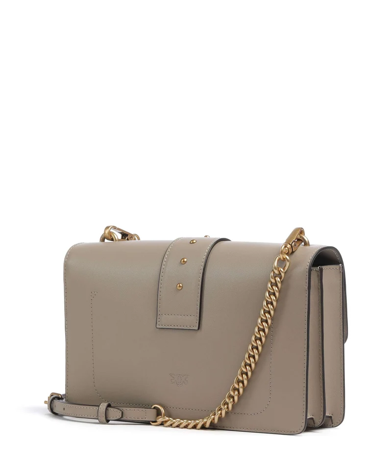 Pinko Love One Classic New Buckle Umhängetasche grigio talpa/antique gold