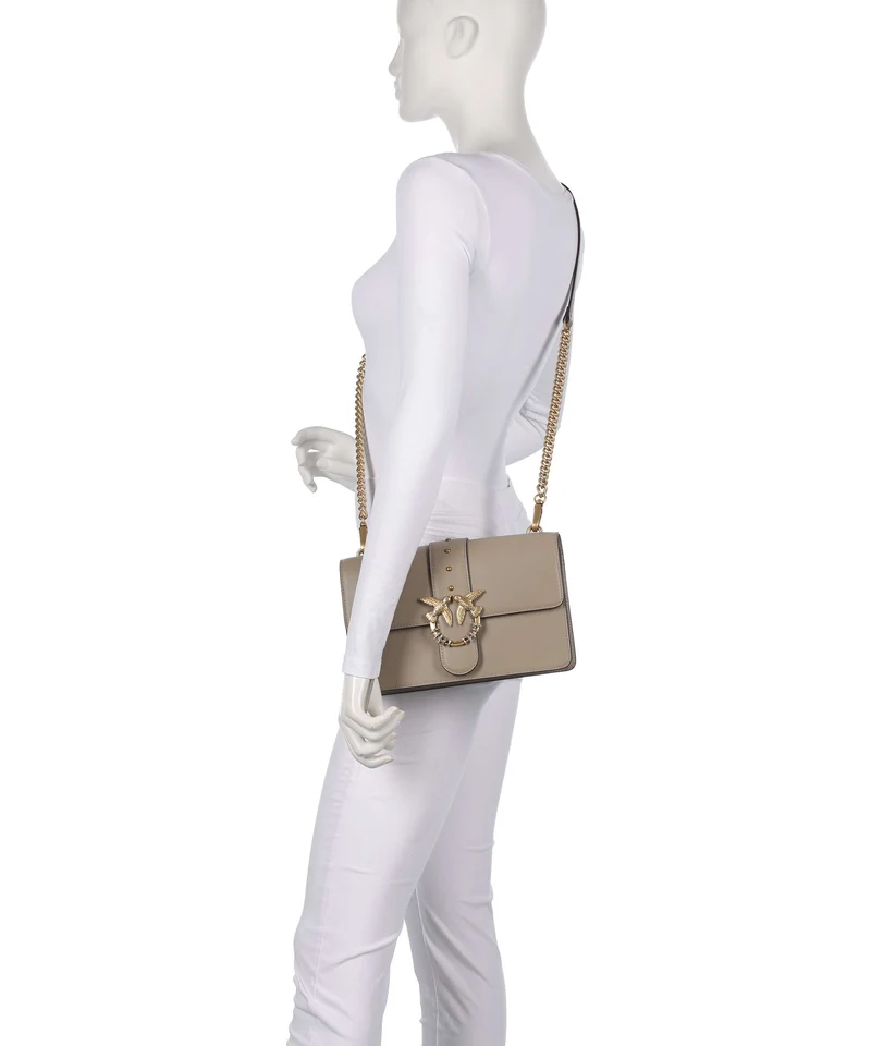Pinko Love One Classic New Buckle Umhängetasche grigio talpa/antique gold