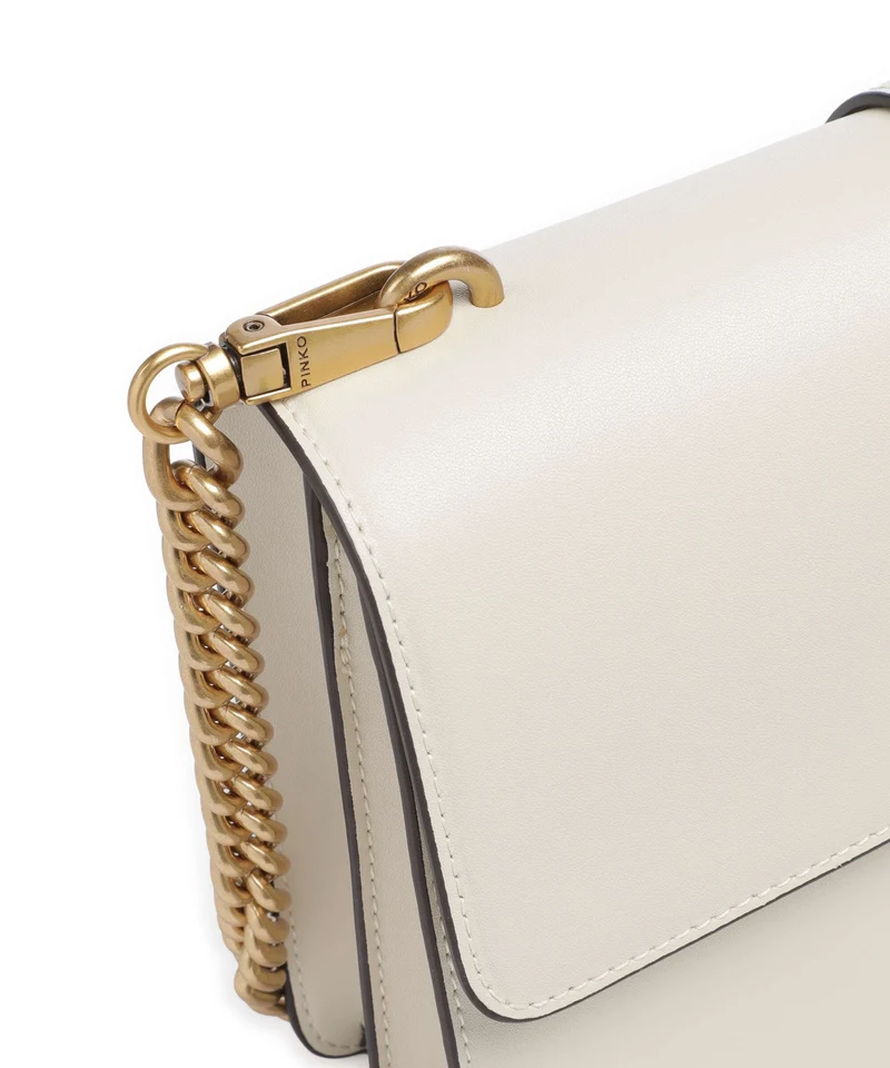 Pinko Love One Classic New Buckle Umhängetasche bianco seta/antique gold