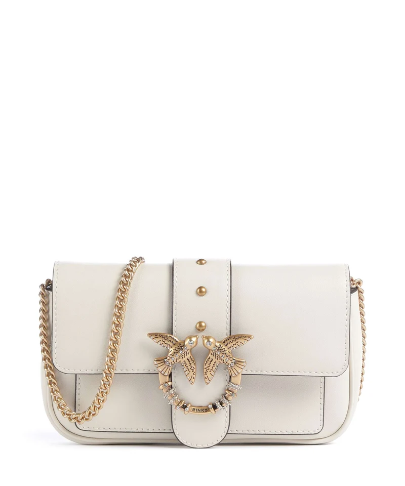 Pinko Love One Pocket New Buckle Umhängetasche bianco seta/antique gold