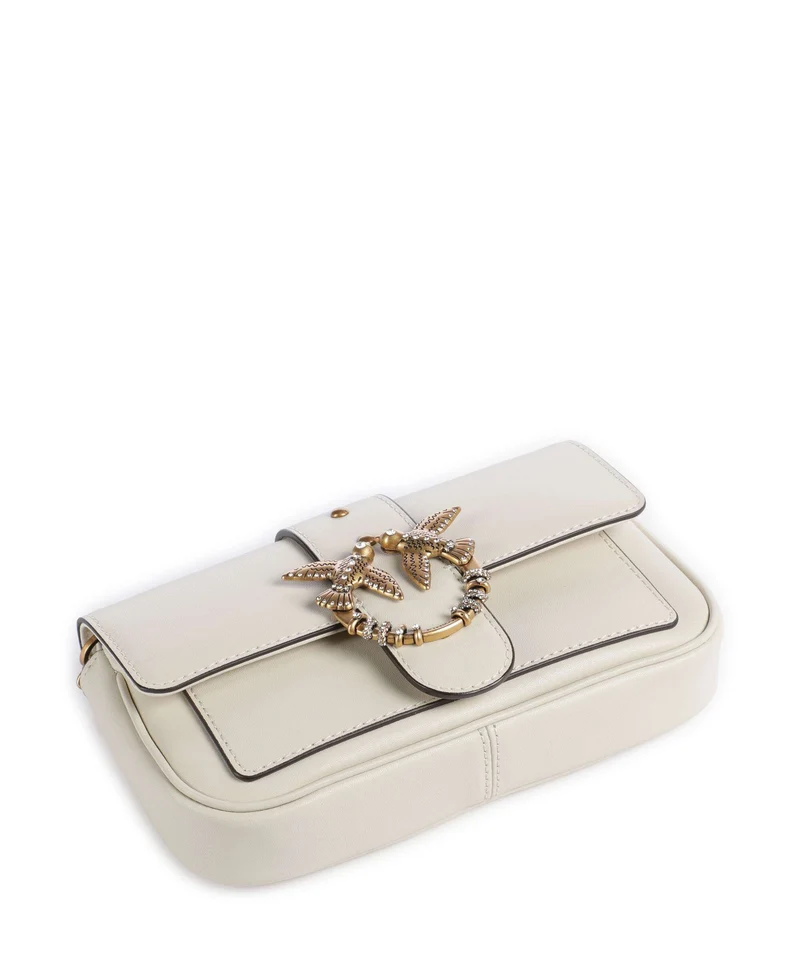 Pinko Love One Pocket New Buckle Umhängetasche bianco seta/antique gold