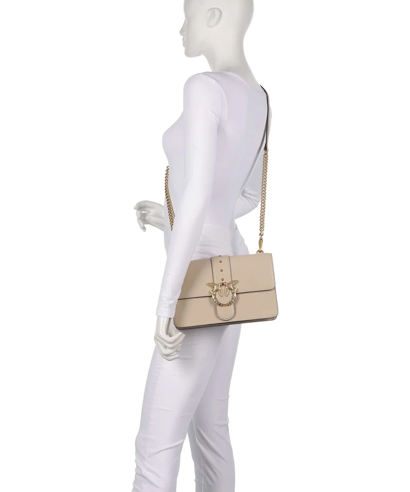 Pinko Love One Classic New Buckle Umhängetasche beige/grigio fumo/antique gold