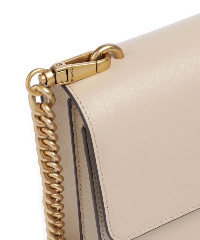 Pinko Love One Classic New Buckle Umhängetasche beige/grigio fumo/antique gold