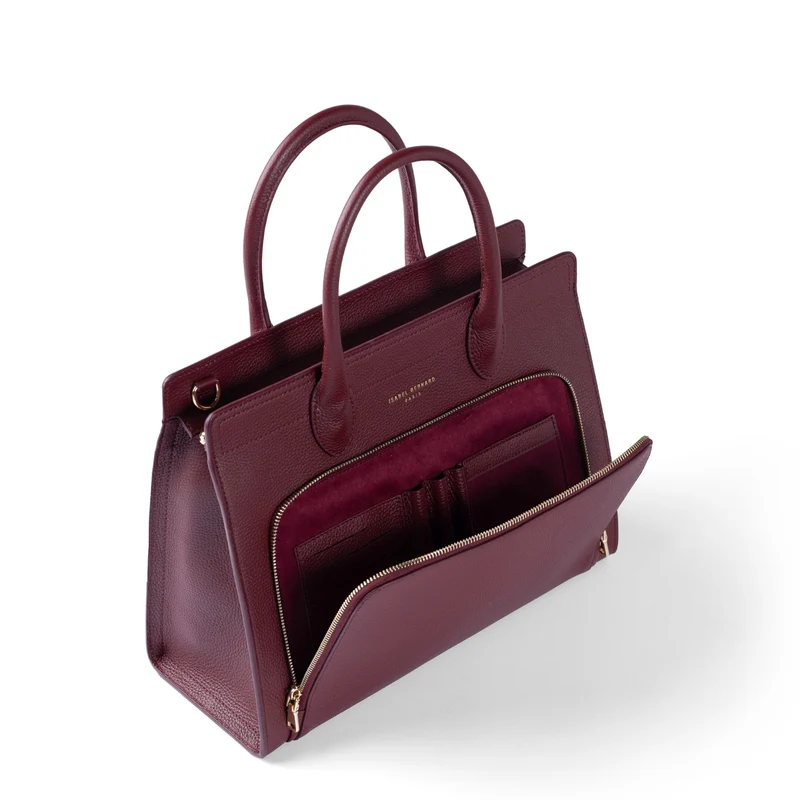 Isabel Bernard Honoré Nadine bordeauxrote Handtasche aus Kalbsleder mit 13-Zoll-Laptopfach IB25110-052-13