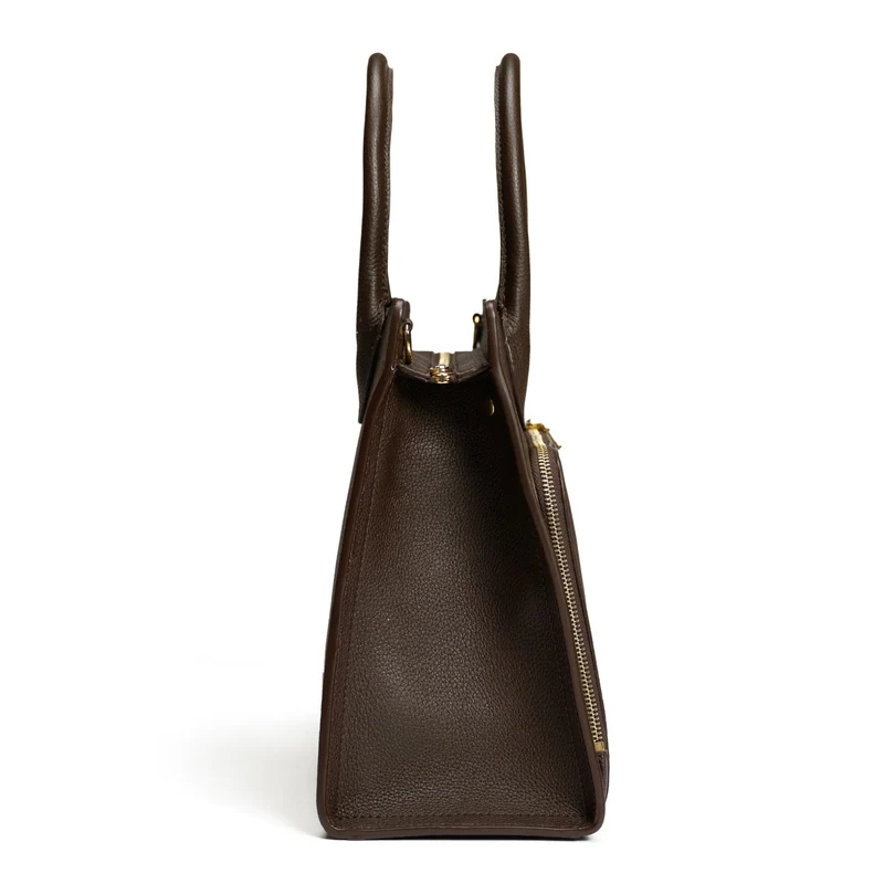 Isabel Bernard Honoré Nadine dunkelbraune Handtasche aus Kalbsleder mit 13-Zoll-Laptopfach IB25110-031-13