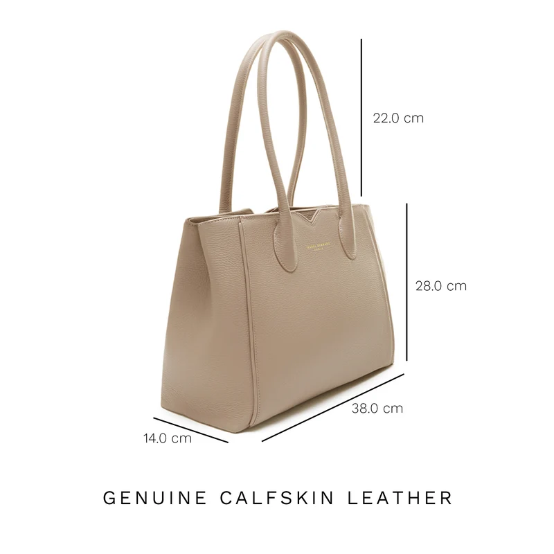 Isabel Bernard Honoré Cloe Taupe Handtasche aus Kalbsleder IB25016
