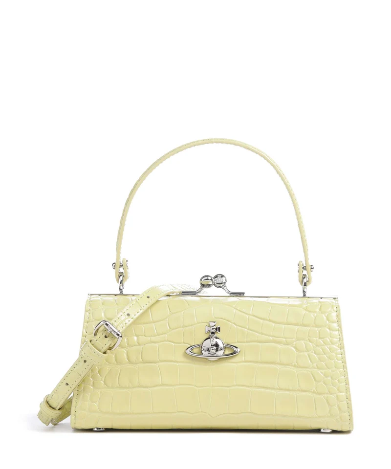 Vivienne Westwood Doll Frame Embossed Croc XL Handtasche lime green