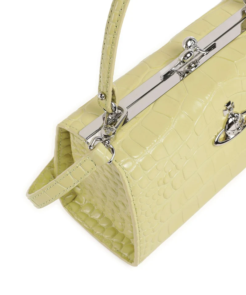 Vivienne Westwood Doll Frame Embossed Croc XL Handtasche lime green