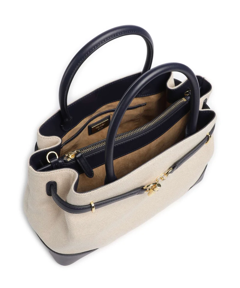 Lauren Ralph Lauren Blaike Large Handtasche natural/buff canvas/refined navy