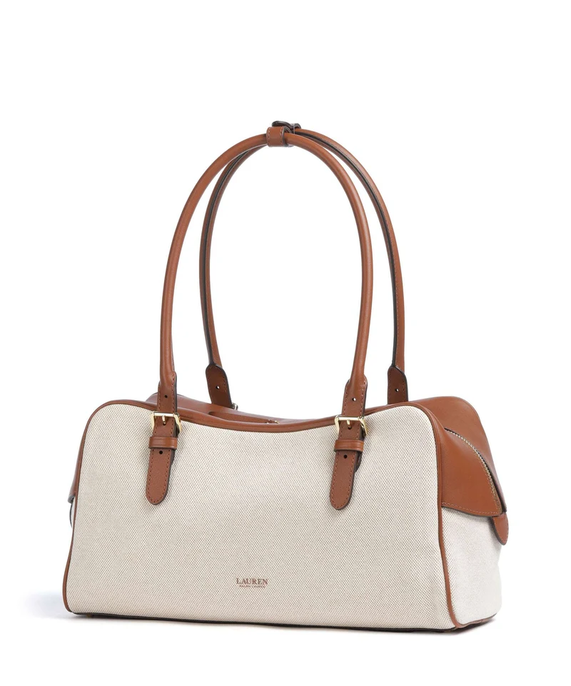 Lauren Ralph Lauren Marcy Schultertasche natural/buff canvas/lauren tan
