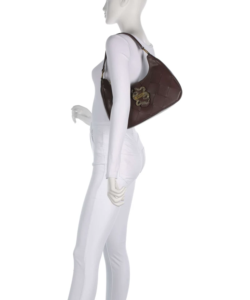 Just Cavalli Iconic Snakes Braided Schultertasche black coffee