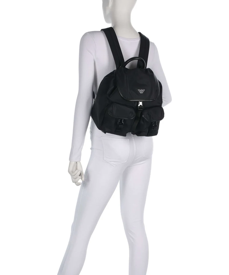 Emporio Armani Recycled Nylon Rucksack black beauty