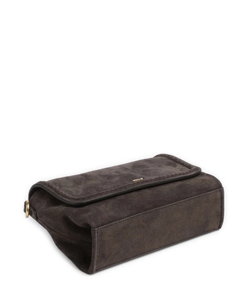 Abro Suede Signature Schultertasche dark brown
