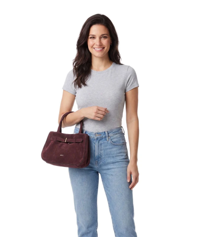 Abro Suede Jill Handtasche burgundy