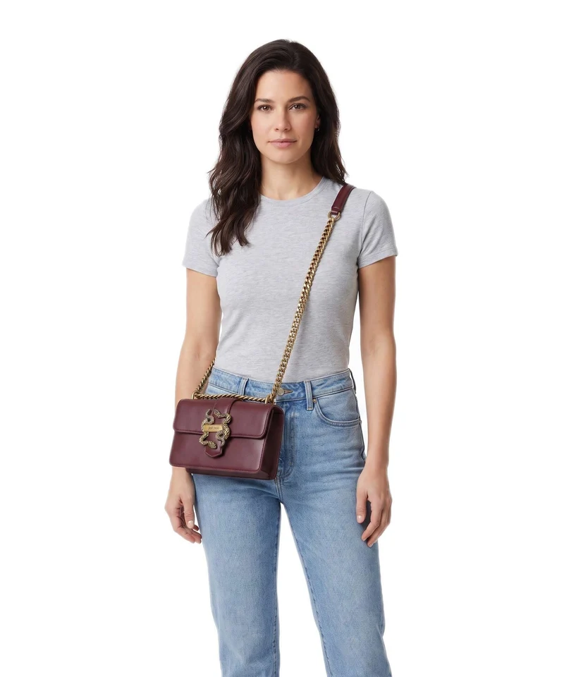 Just Cavalli Iconic Snakes Schultertasche cordovan