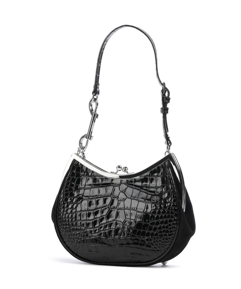 Vivienne Westwood Charm Frame Embossed Croc Schultertasche black