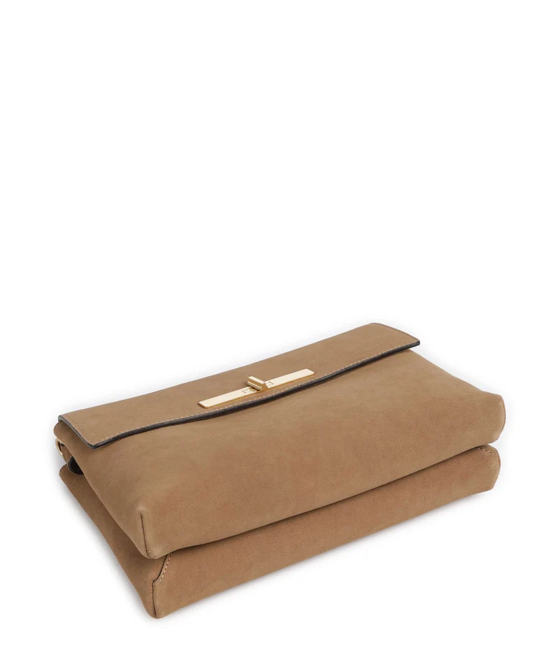 Abro Suede Twist Schultertasche cappuccino