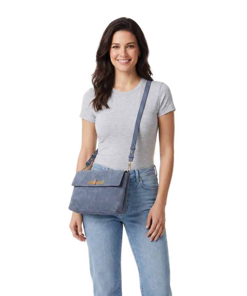 Abro Suede Twist Schultertasche jeans