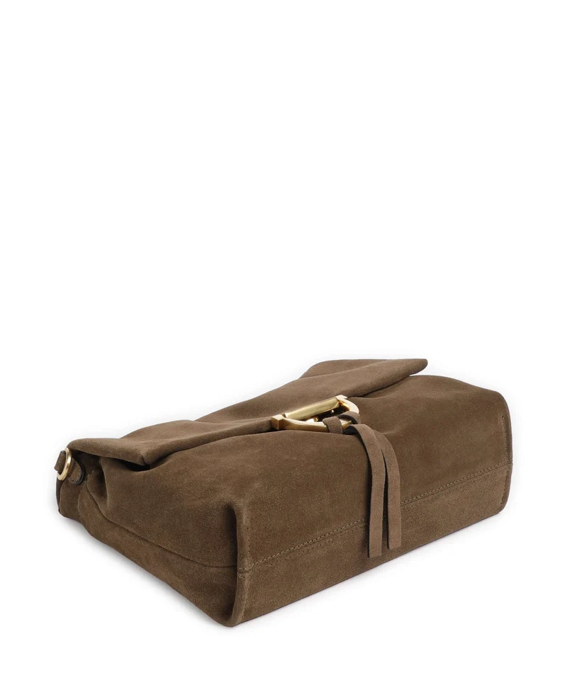 Abro Suede Temi Medium Schultertasche khaki