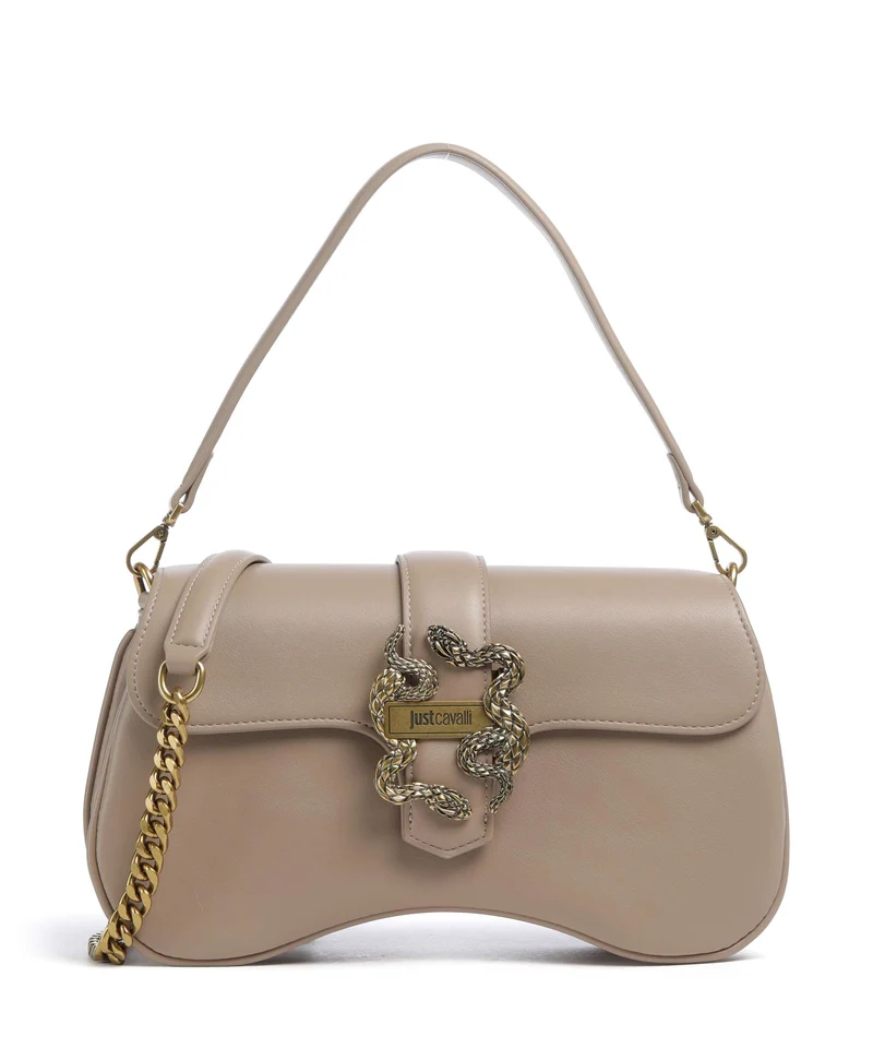 Just Cavalli Iconic Snakes Schultertasche tan