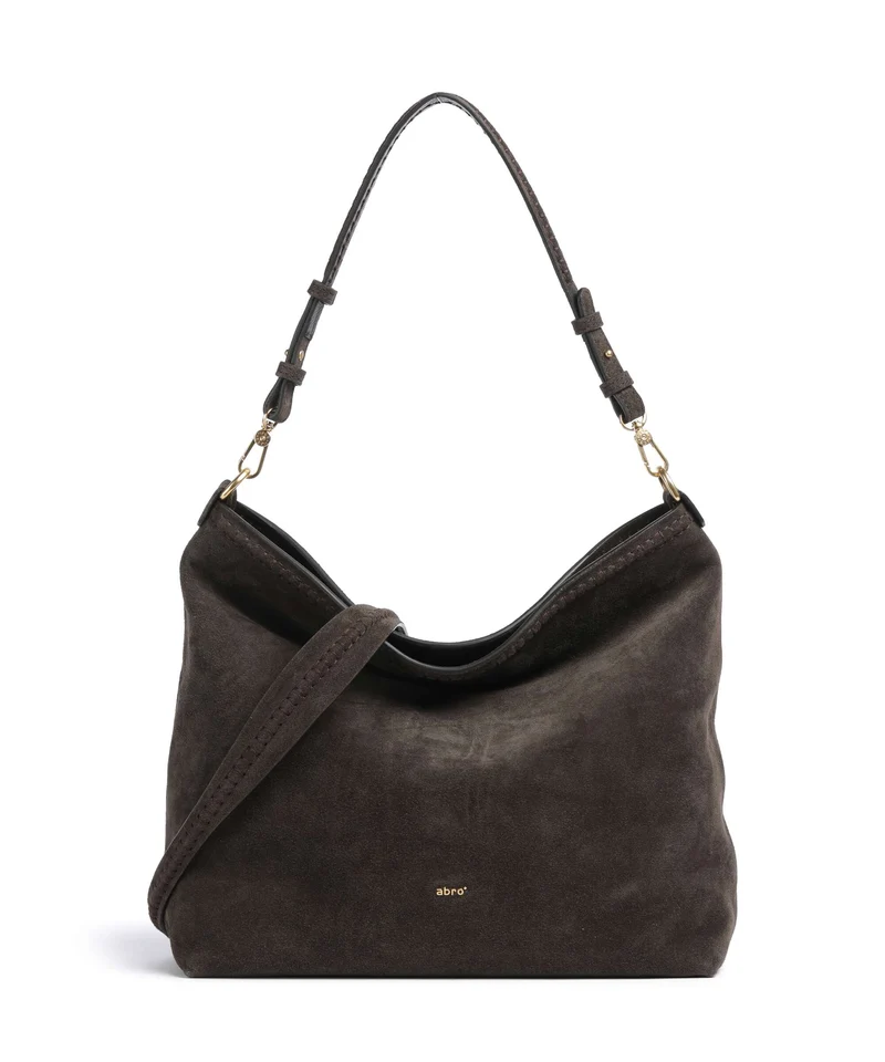 Abro Suede Signature Beuteltasche dark brown