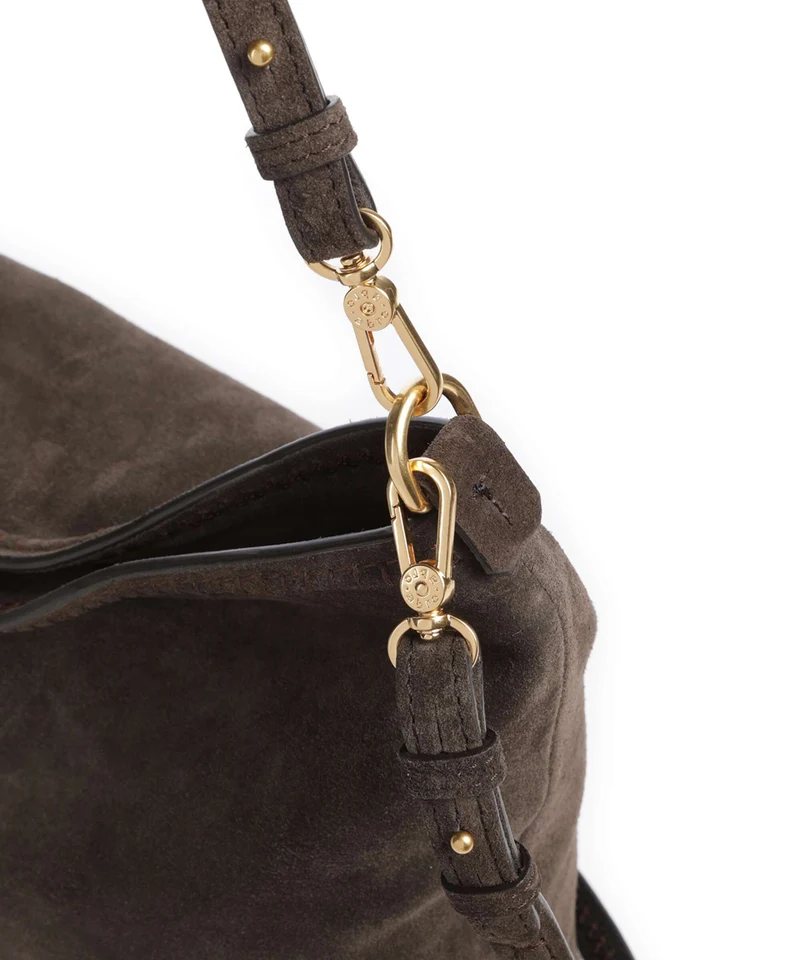 Abro Suede Signature Beuteltasche dark brown