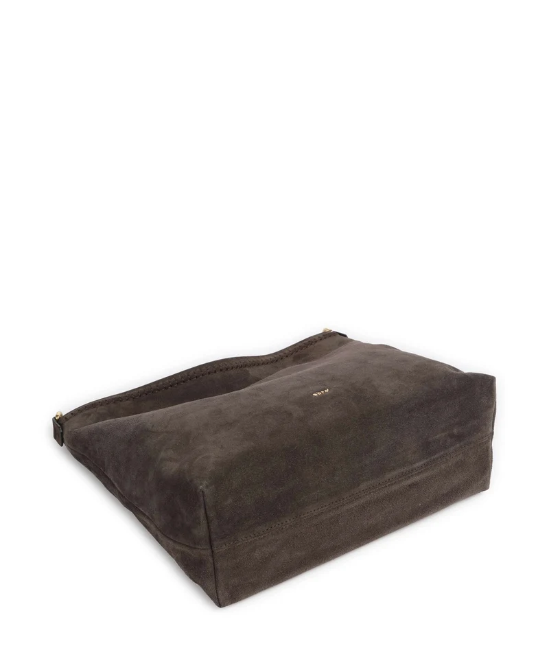 Abro Suede Signature Beuteltasche dark brown