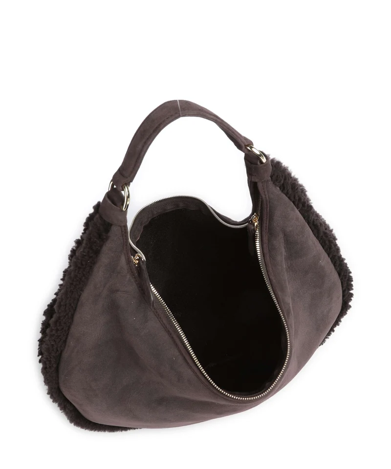 Abro Shearling Nana Big Beuteltasche dark brown