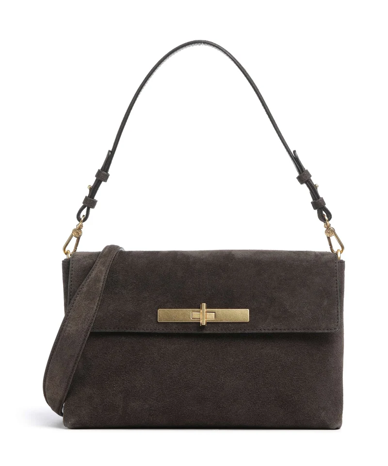 Abro Suede Twist Schultertasche dark brown