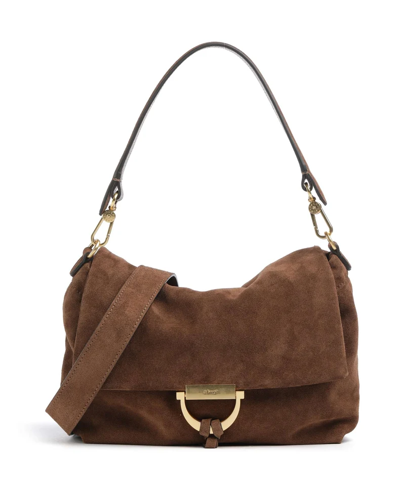 Abro Suede Temi Medium Schultertasche wood