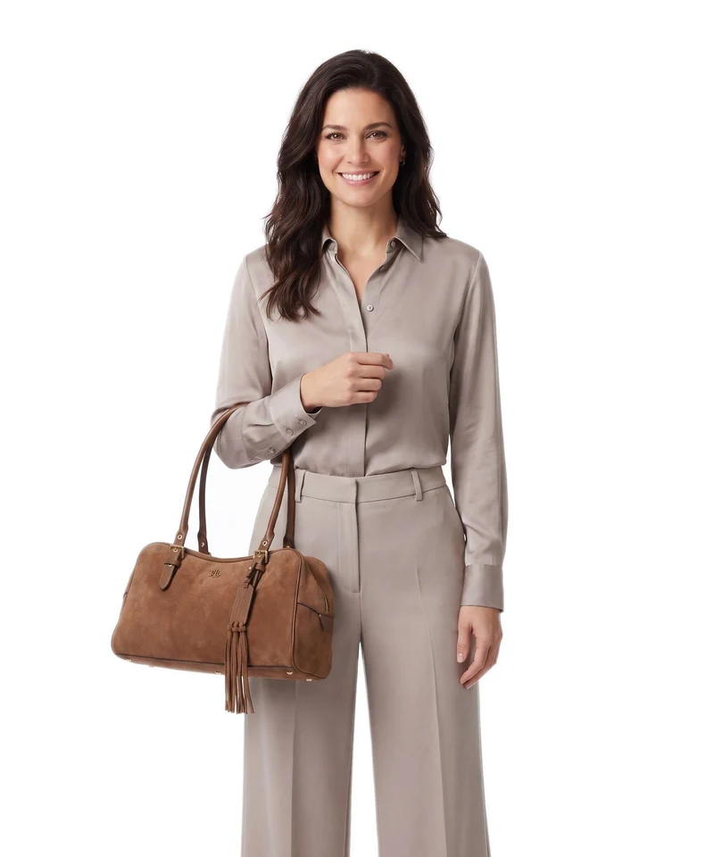 Lauren Ralph Lauren Marcy Large Schultertasche light tobacco