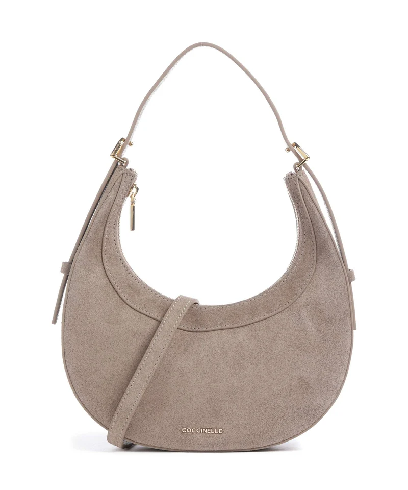 Coccinelle Whisper Suede Schultertasche warm taupe
