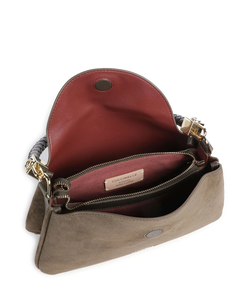Coccinelle Tiggy Suede Schultertasche fango