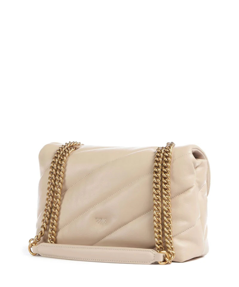 Pinko Love Puff Classic New Buckle Schultertasche beige/grigio fumo/antique gold