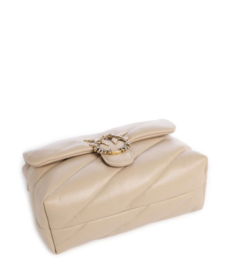 Pinko Love Puff Classic New Buckle Schultertasche beige/grigio fumo/antique gold