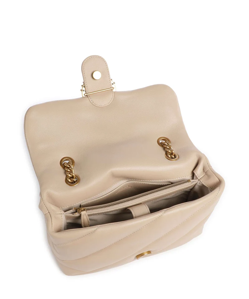 Pinko Love Puff Classic New Buckle Schultertasche beige/grigio fumo/antique gold