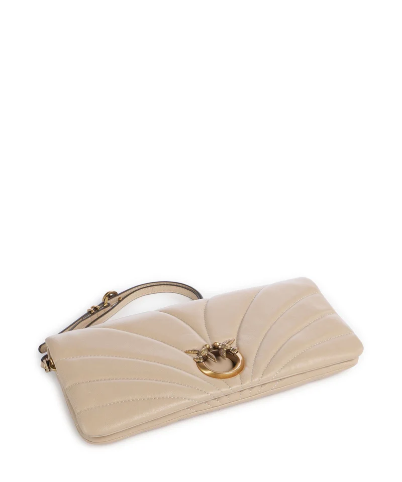 Pinko Click Horizontal Classic Umhängetasche beige/grigio fumo/antique gold