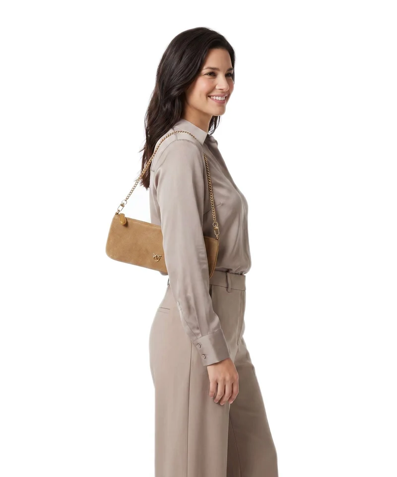 Pinko Flat Horizontal Schultertasche marrone dorato/antique gold