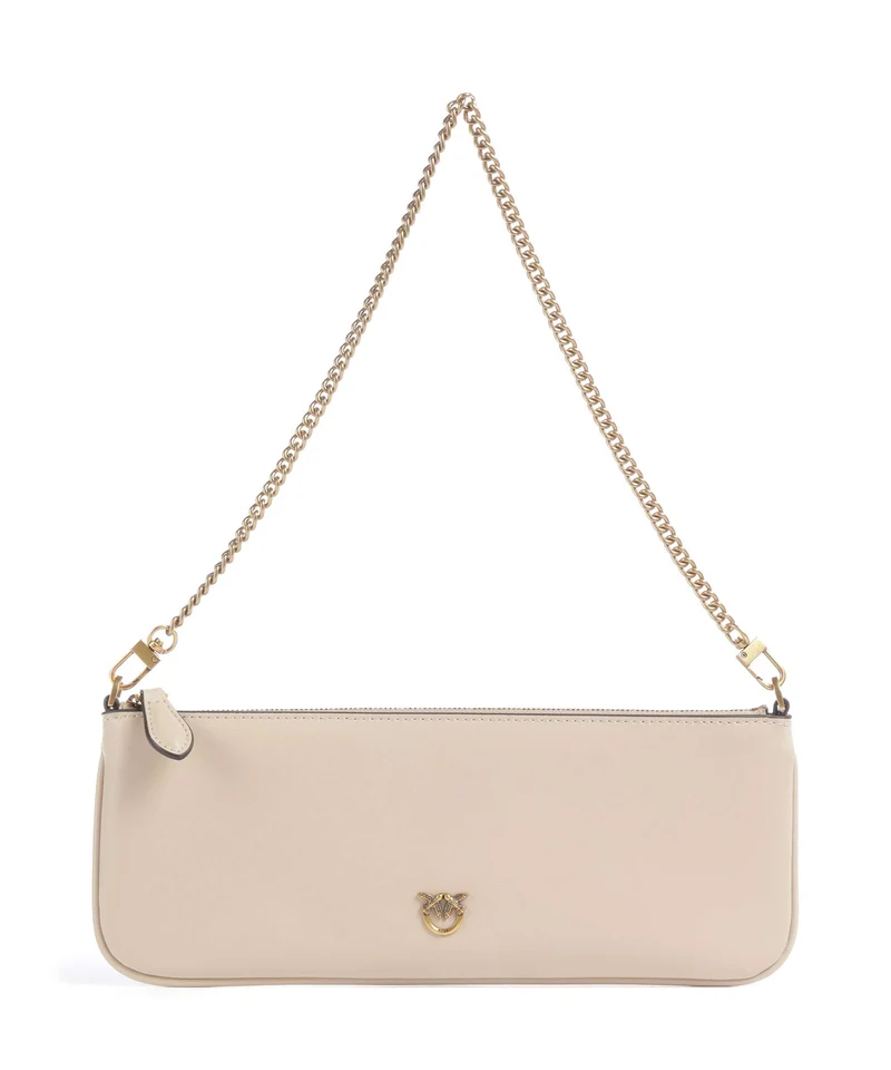 Pinko Flat Horizontal Schultertasche beige/grigio fumo/antique gold