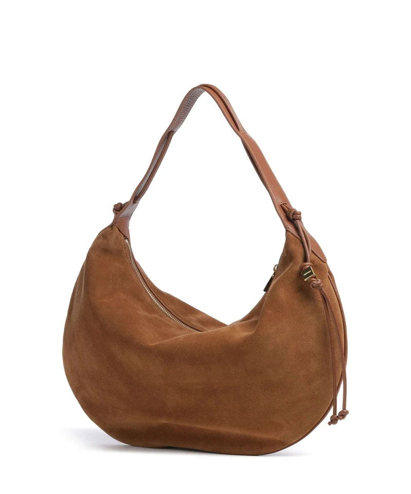 Coccinelle Thess Suede Beuteltasche cognac