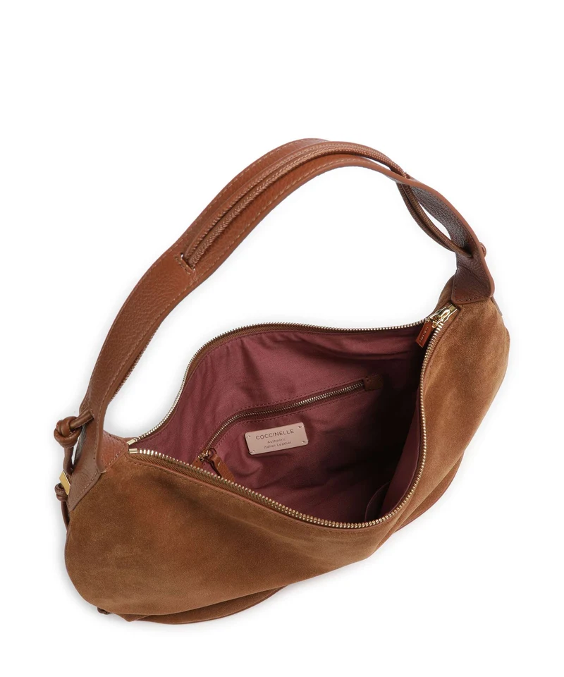 Coccinelle Thess Suede Beuteltasche cognac