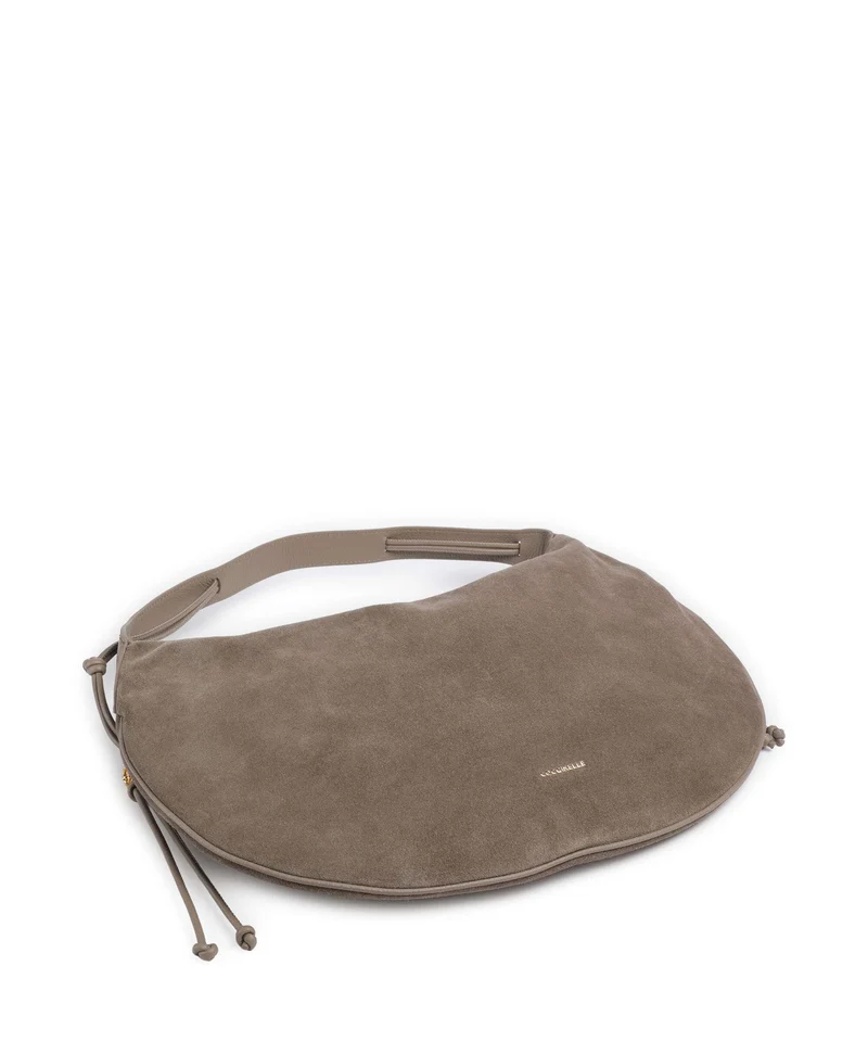 Coccinelle Thess Suede Beuteltasche warm taupe