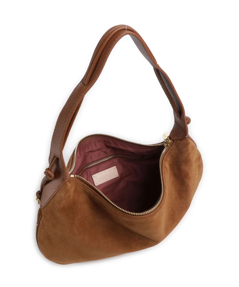 Coccinelle Thess Suede Beuteltasche cognac