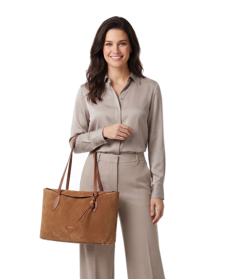 Coccinelle Thess Suede Shopper cognac
