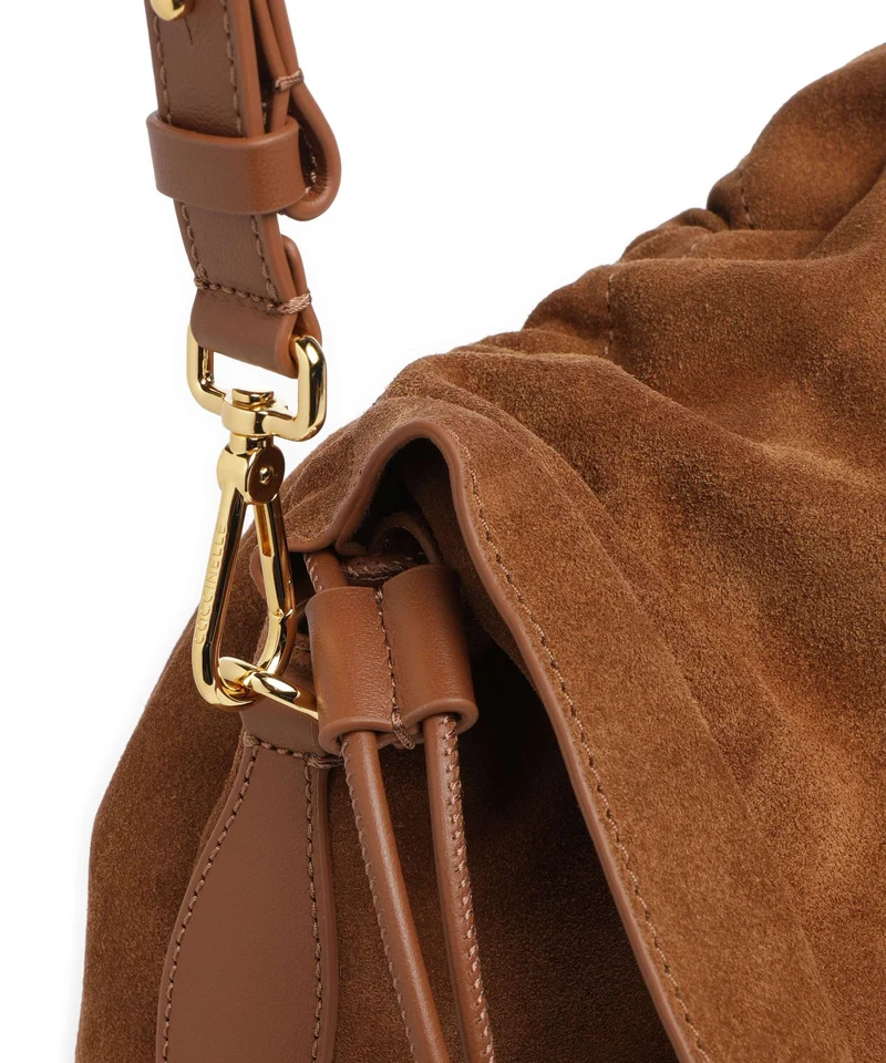 Coccinelle Lidia Suede Beuteltasche cognac